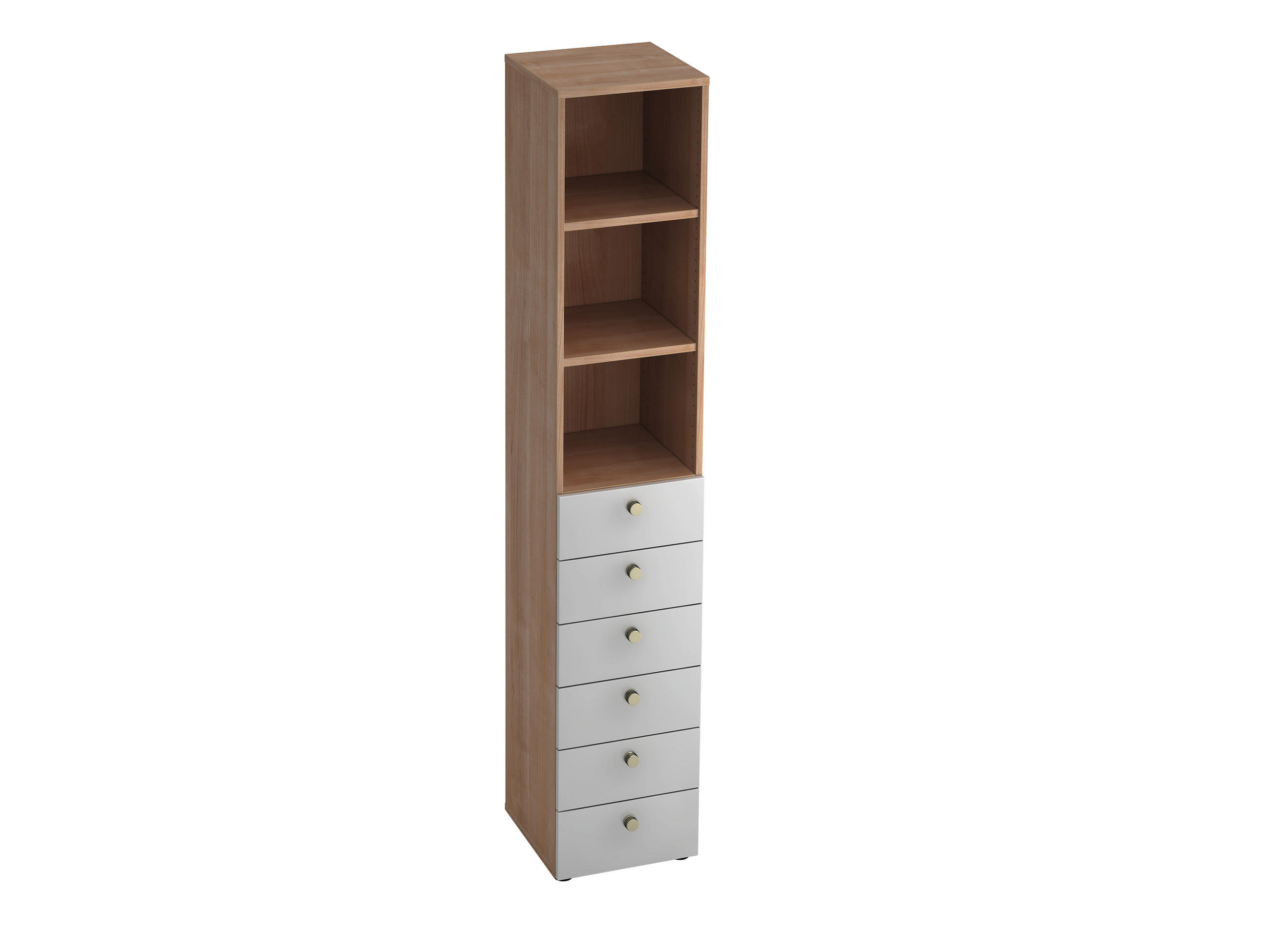 REGAL Silberfarben, Nussbaumfarben  - Silberfarben/Nussbaumfarben, KONVENTIONELL, Holzwerkstoff/Metall (40/215,6/42cm) - Venda