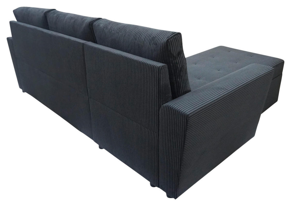 ECKSOFA TERMOLI in Cord Anthrazit  155/231 cm  - Anthrazit/Schwarz, Design, Kunststoff/Textil (155/231cm) - MID.YOU
