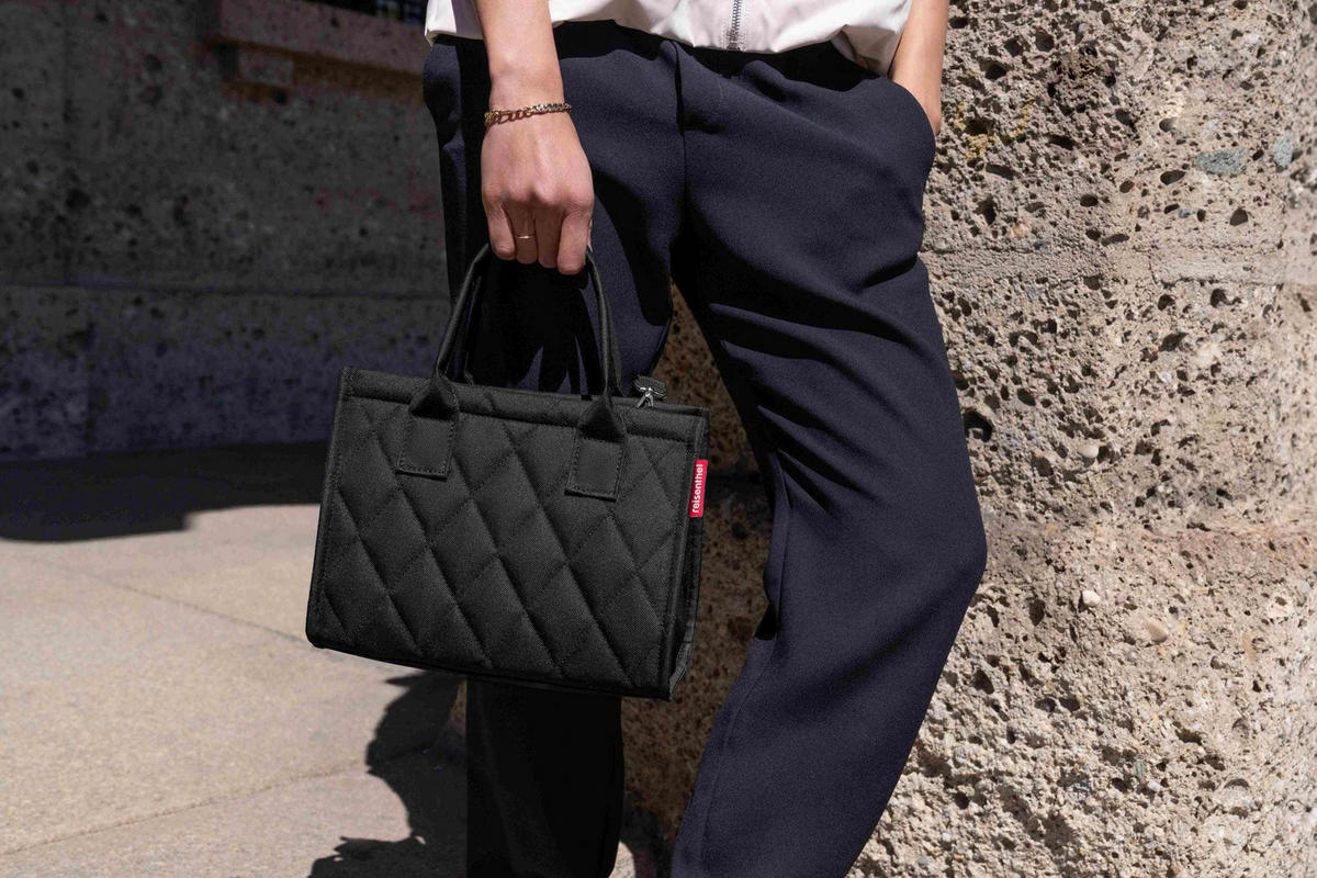 EINKAUFSTASCHE Daily shopper XS rhombus black  - Schwarz, Basics, Textil (27/21/14cm) - Reisenthel