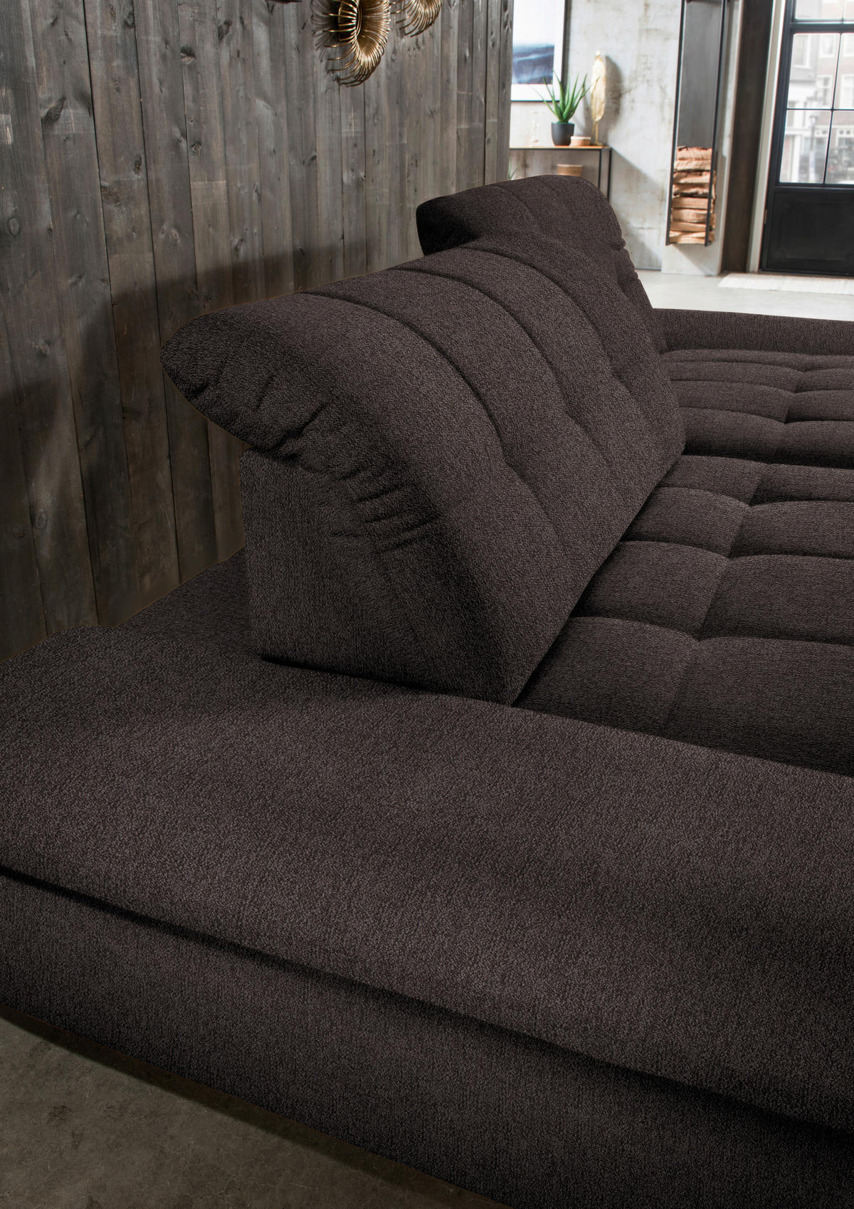 ECKSOFA in Mikrofaser Braun  - Schwarz/Braun, Design, Textil/Metall (290/198cm) - Xora