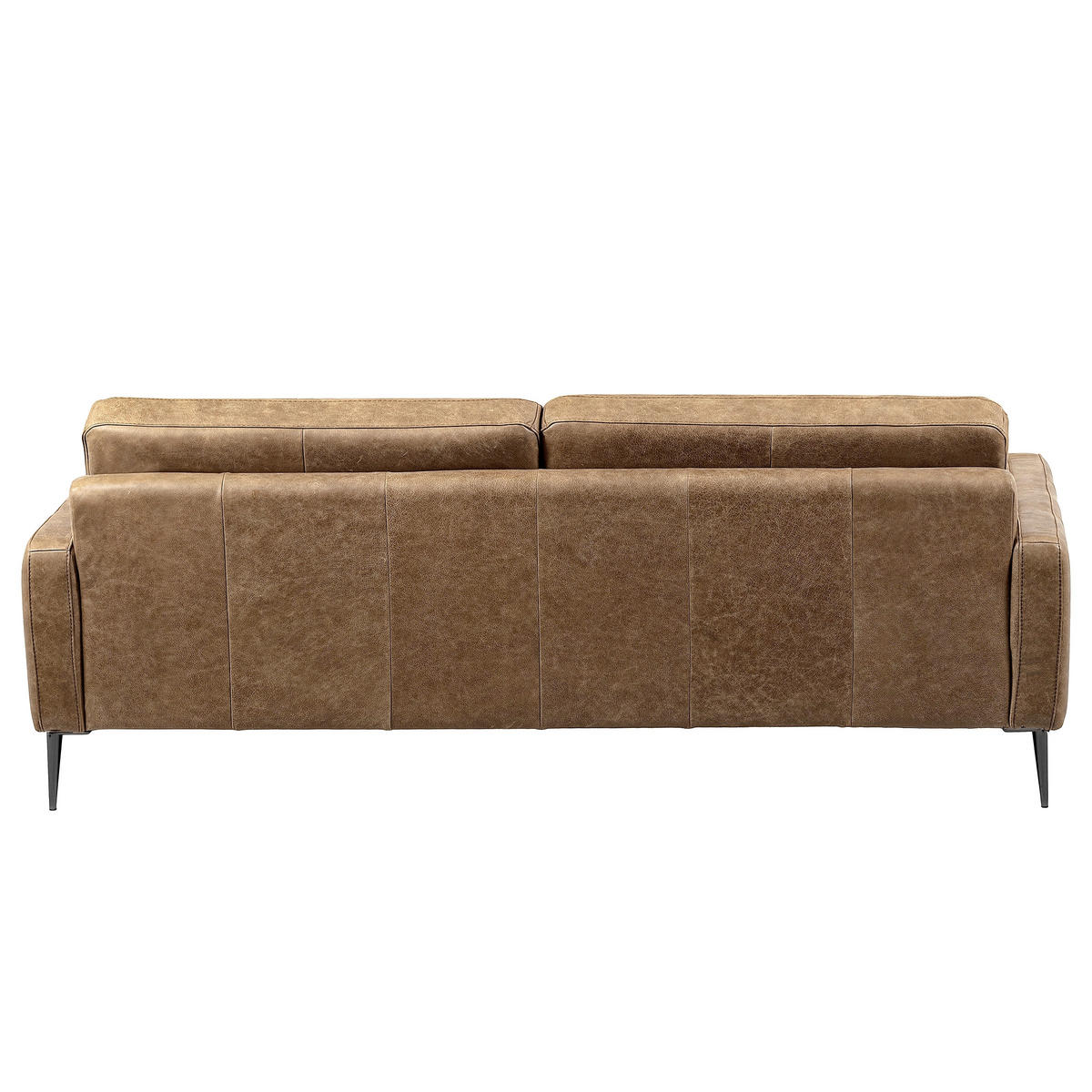 3,5-SITZER SPRING in Lederlook Echtleder Hellbraun  - Hellbraun/Schwarzchrom, Design, Leder/Textil (207/85/92cm) - Livetastic