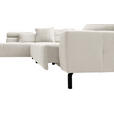 ECKSOFA Weiß Feincord Rücken echt, Kopfteilverstellung, Sitzvorzug  - Schwarz/Weiß, KONVENTIONELL, Textil/Metall (219/311cm) - Hom`in