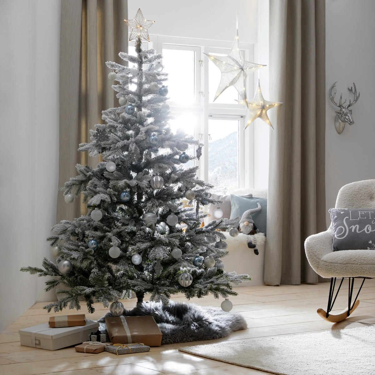 WEIHNACHTSBAUM 150 cm  - Weiss/Grün, Lifestyle, Kunststoff/Metall (97/150cm)