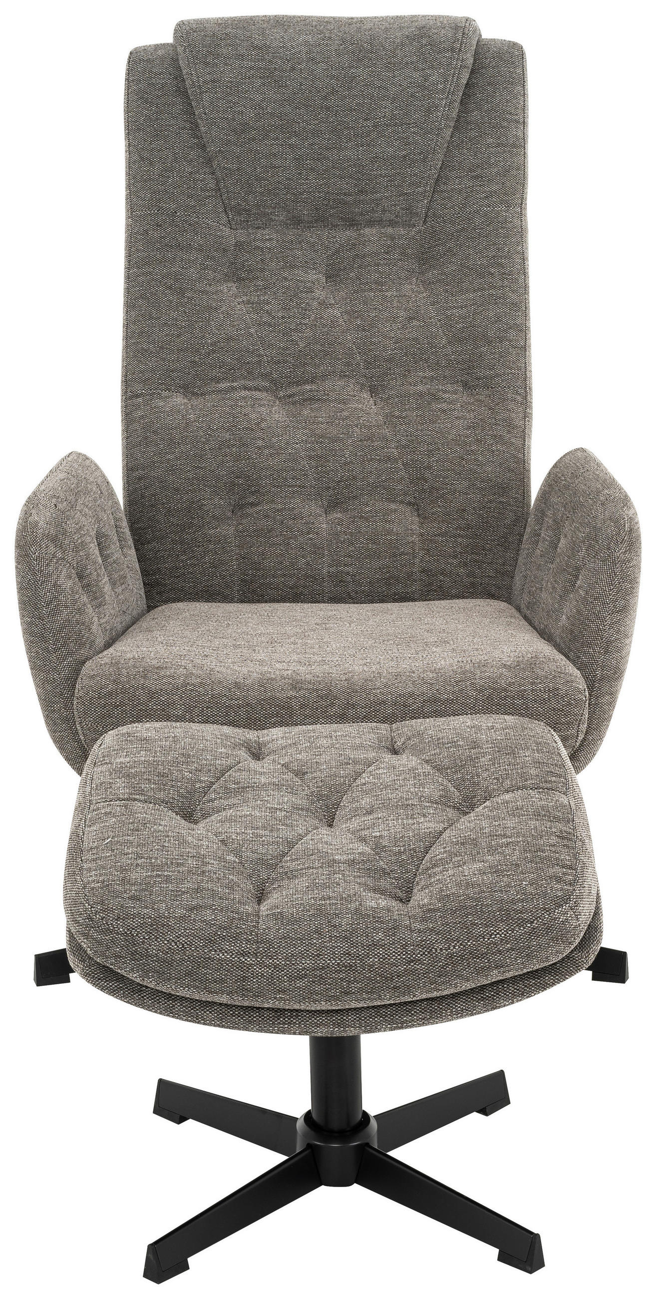 SESSELSET Webstoff Hocker    - Schwarz/Grau, MODERN, Textil/Metall (70/107/87cm) - MID.YOU