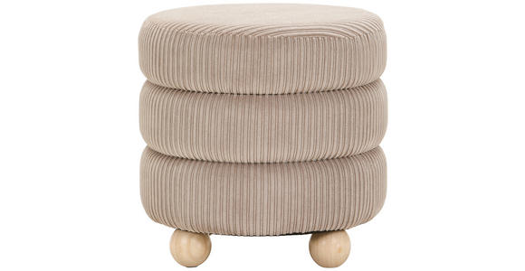 HOCKER Cord Kiefer Greige  - Greige/Naturfarben, LIFESTYLE, Holz/Textil (42/41/42cm) - Xora