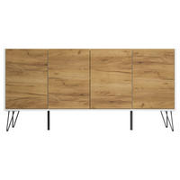 SIDEBOARD Posseik Industrial 155/75,8/42 cm  - Eichefarben/Weiß Hochglanz, Design, Holzwerkstoff/Metall (155/75,8/42cm) - MID.YOU