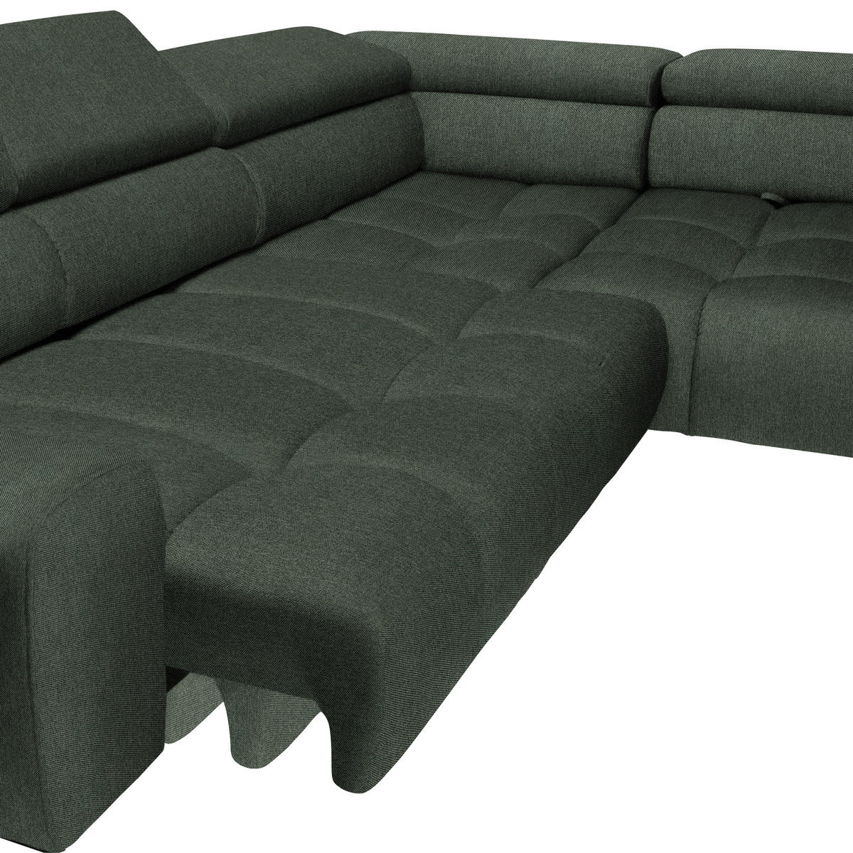 ECKSOFA in Webstoff Dunkelgrün  - Currygelb/Dunkelgrün, Design, Textil/Metall (300/216cm) - Welnova