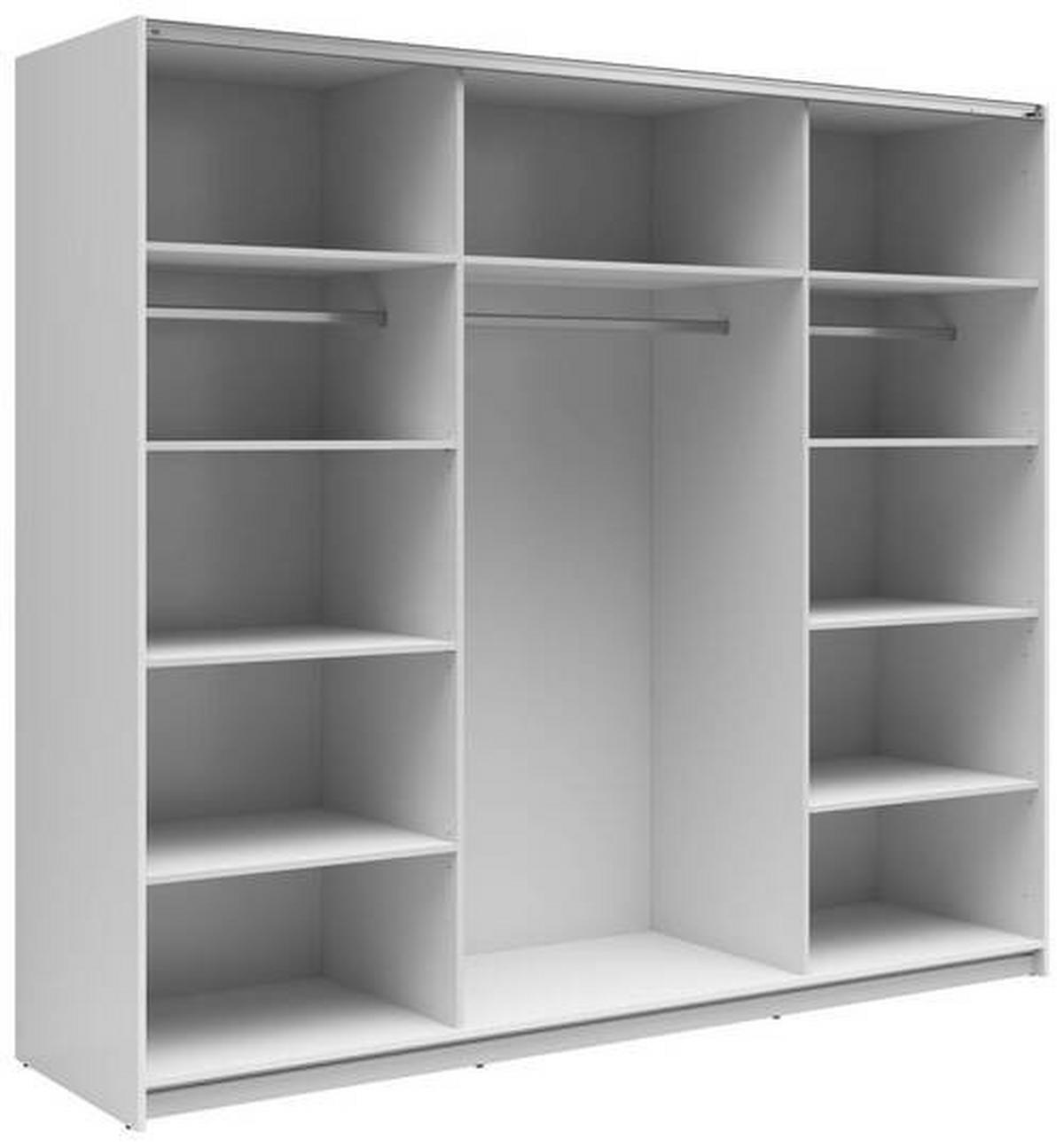 SCHWEBETÜRENSCHRANK 220/195,5/60 cm 2-türig Weiß Hochglanz, Klar  - Klar/Weiß Hochglanz, MODERN, Glas/Holzwerkstoff (220/195,5/60cm) - MID.YOU