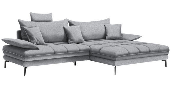 ECKSOFA in Webstoff Hellgrau 292/176 cm - Hellgrau/Schwarz, MODERN, Textil/Metall (292/176cm) - Carryhome