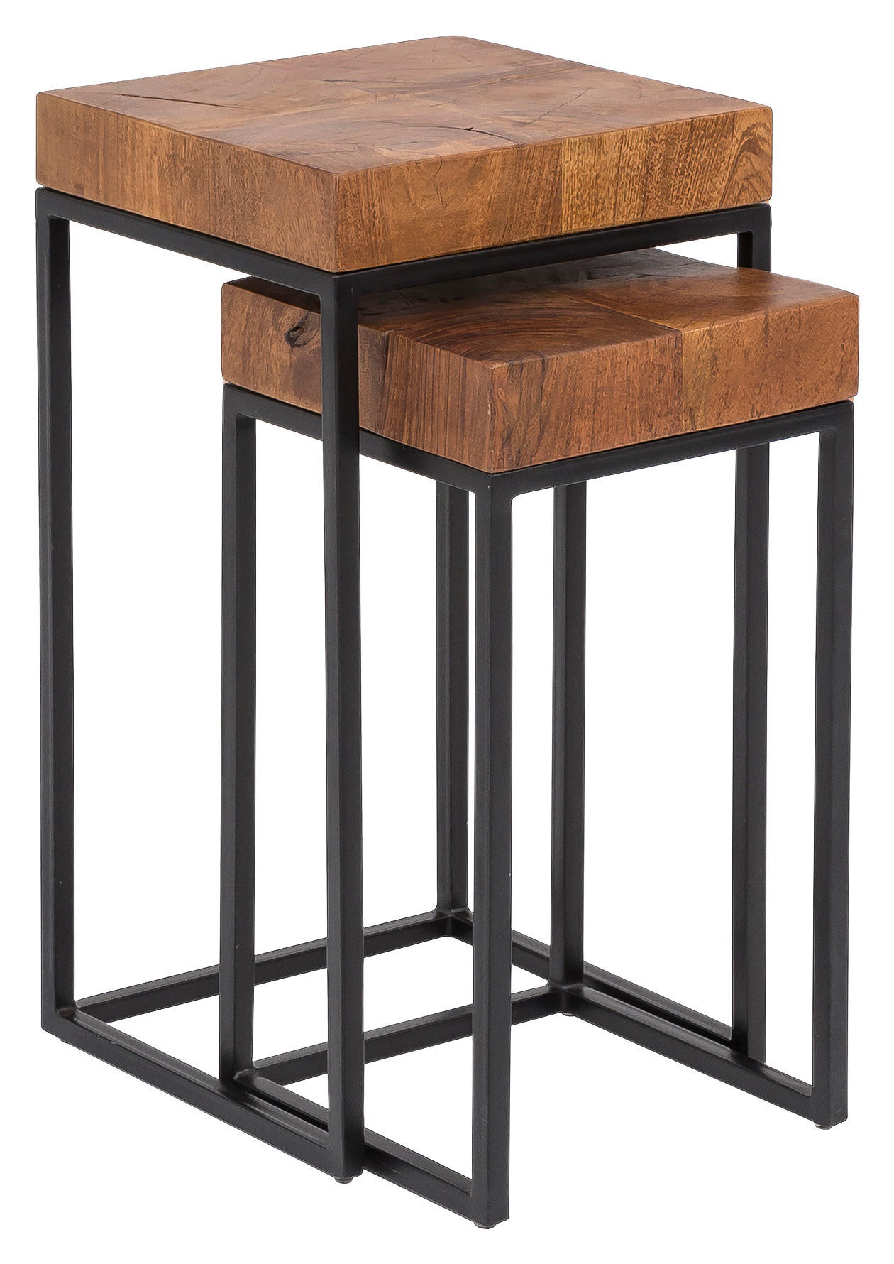 ASZTAL SZETT fa 30/30/60 cm   - fekete/sheesham, Design, fa/fém (30/30/60cm) - MID.YOU