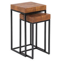 ASZTAL SZETT fa 30/30/60 cm   - fekete/sheesham, Design, fa/fém (30/30/60cm) - MID.YOU