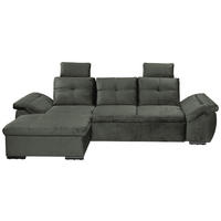 ECKSOFA in Mikrovelours Dunkelgrün  - Dunkelgrün/Schwarz, Konventionell, Kunststoff/Textil (170/275cm) - Carryhome