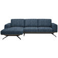 ECKSOFA in Struktur Blau 157/262 cm - Blau/Schwarz, Design, Textil/Metall (157/262cm) - Novel