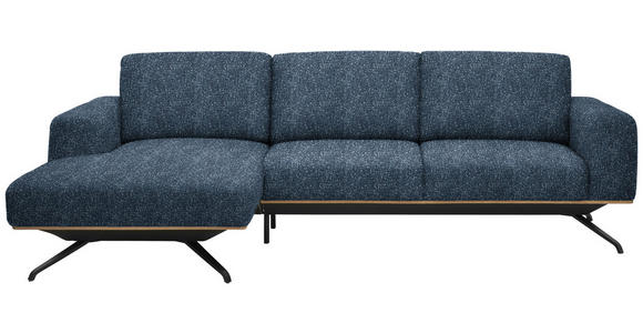 ECKSOFA in Struktur Blau 157/262 cm - Blau/Schwarz, Design, Textil/Metall (157/262cm) - Novel