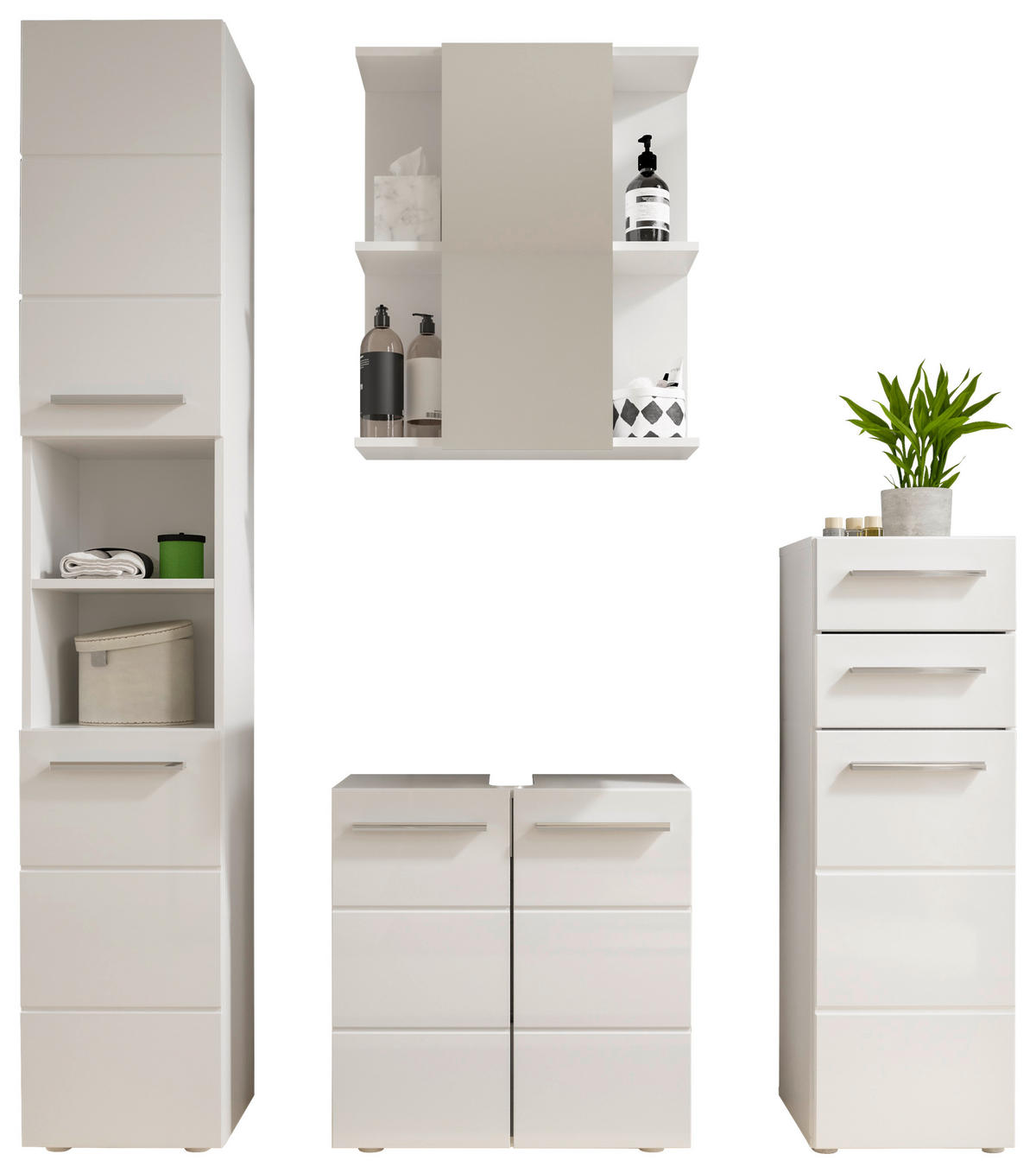 HIGHBOARD  in 34/104/31 cm  - Weiss Hochglanz/Chromfarben, Modern, Holzwerkstoff/Kunststoff (34/104/31cm) - MID.YOU