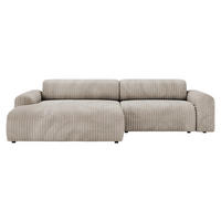 ECKSOFA Greige Cord  - Greige/Schwarz, Design, Kunststoff/Textil (178/292cm) - home24