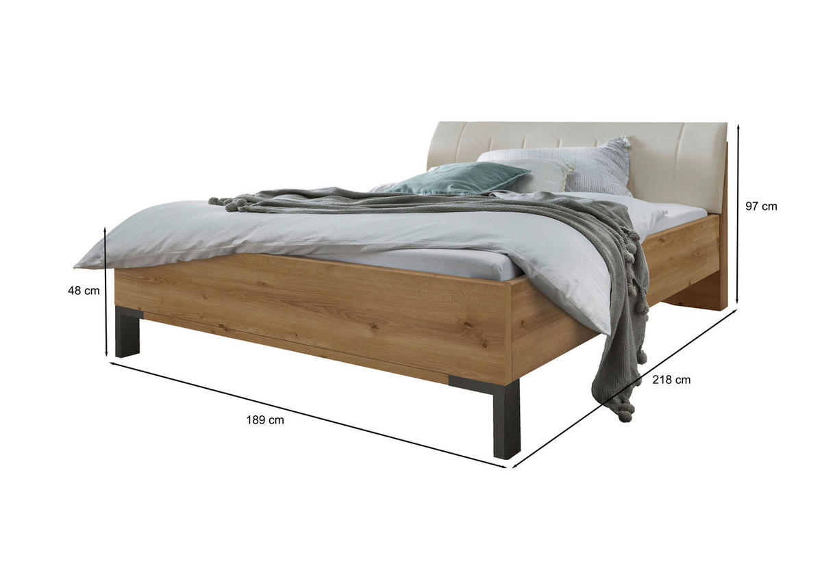 BETT 180/200 cm  in Champagner, Eiche Bianco   - Schieferfarben/Eiche Bianco, Konventionell, Holzwerkstoff/Textil (180/200cm) - Dieter Knoll