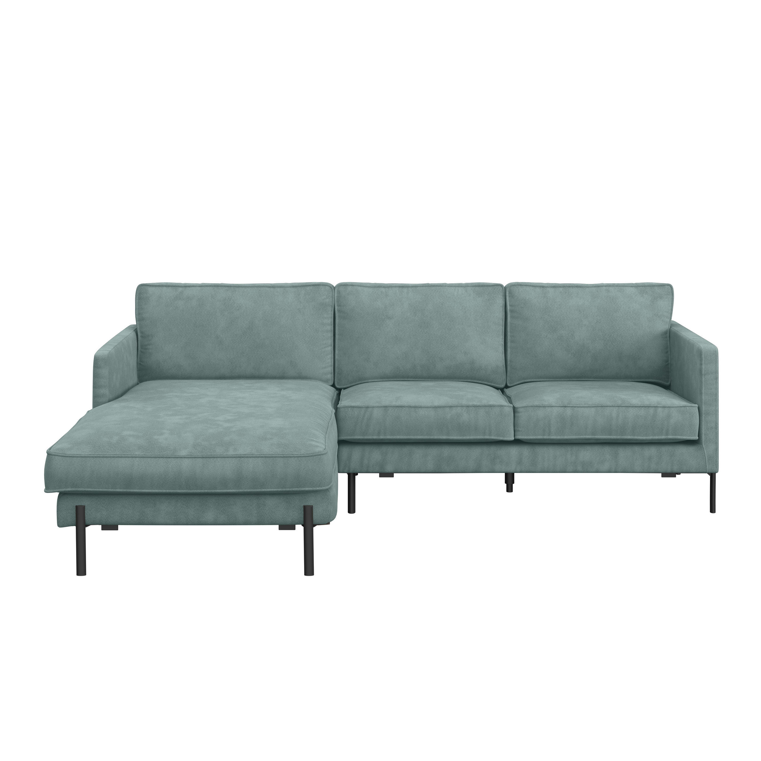 ECKSOFA in Flachgewebe Türkis  - Türkis/Schwarz, Trend, Textil/Metall (154/232cm) - Livetastic