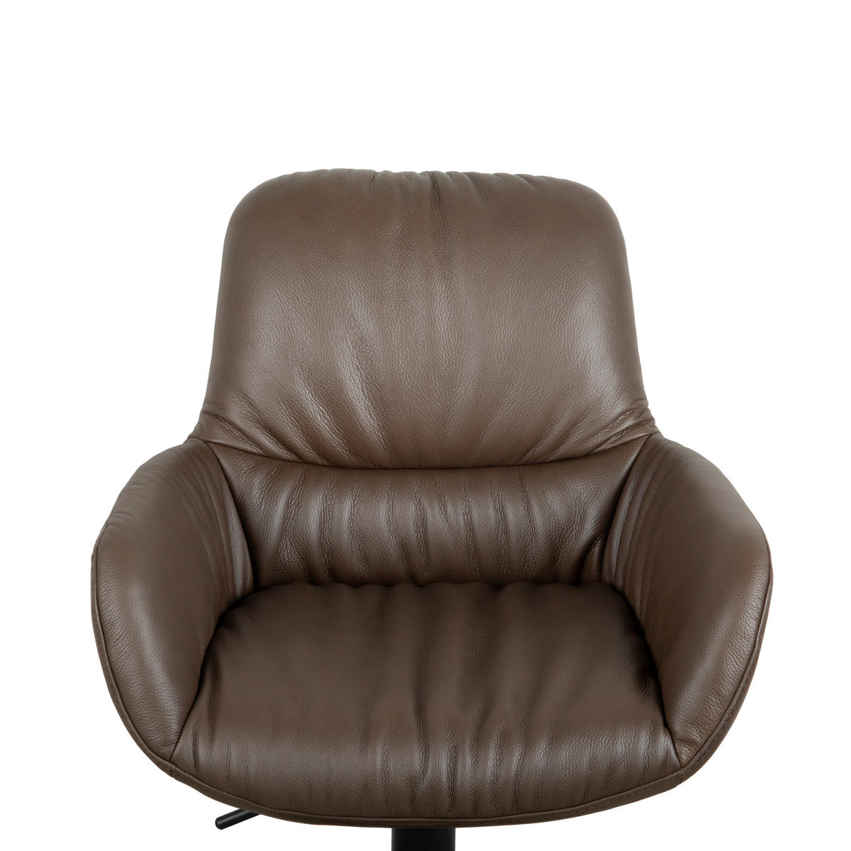 BARHOCKER Echtleder Braun, Schwarz Eisen Sitzfläche 360° drehbar, inklusive Armlehnen  - Schwarz/Braun, Design, Leder/Metall (57,5/110/59,5cm) - Dieter Knoll