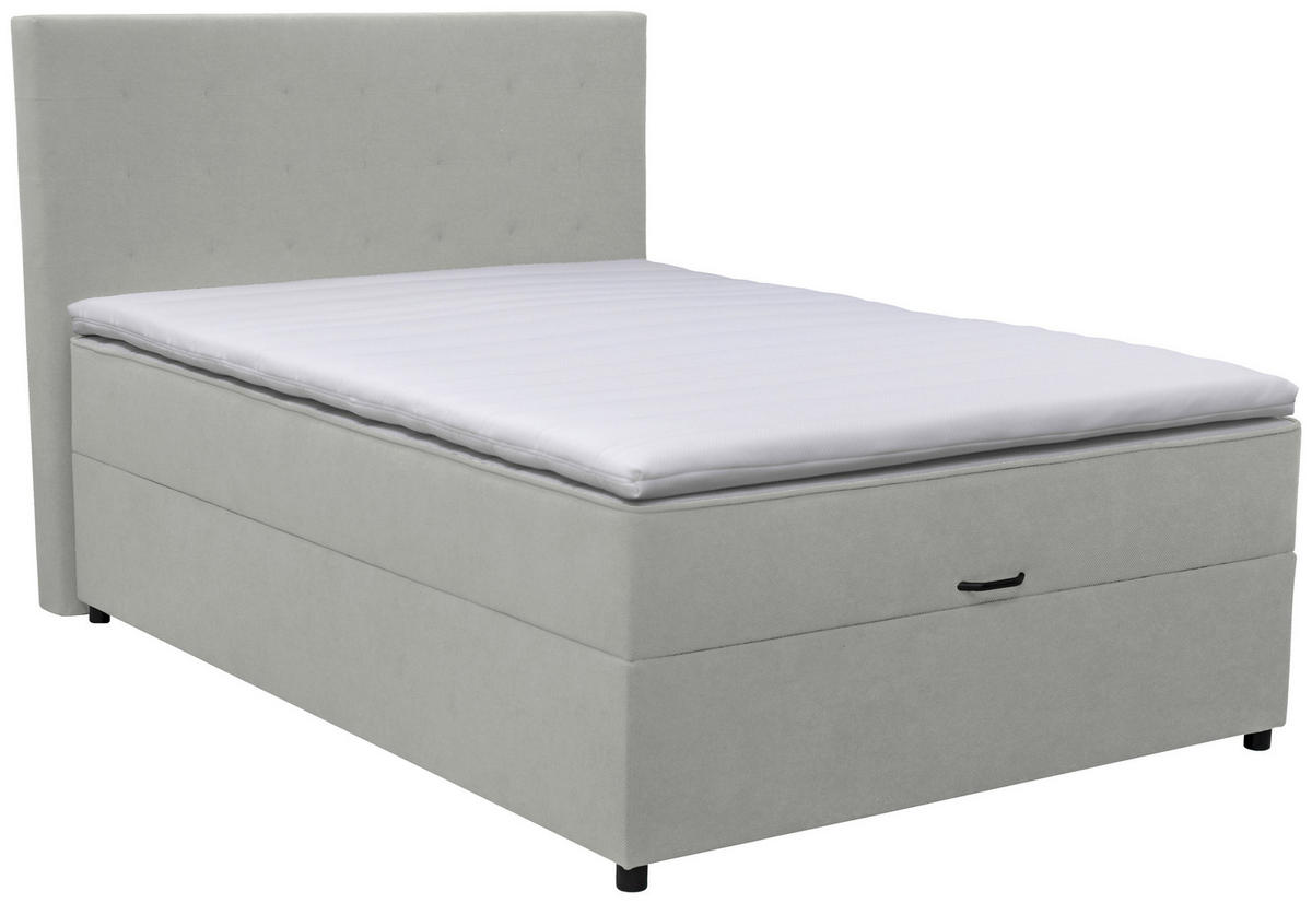 BOXBETT 120/200 cm  Hellgrau  - Hellgrau/Schwarz, Konventionell, Kunststoff/Textil (120/200cm) - Moderano