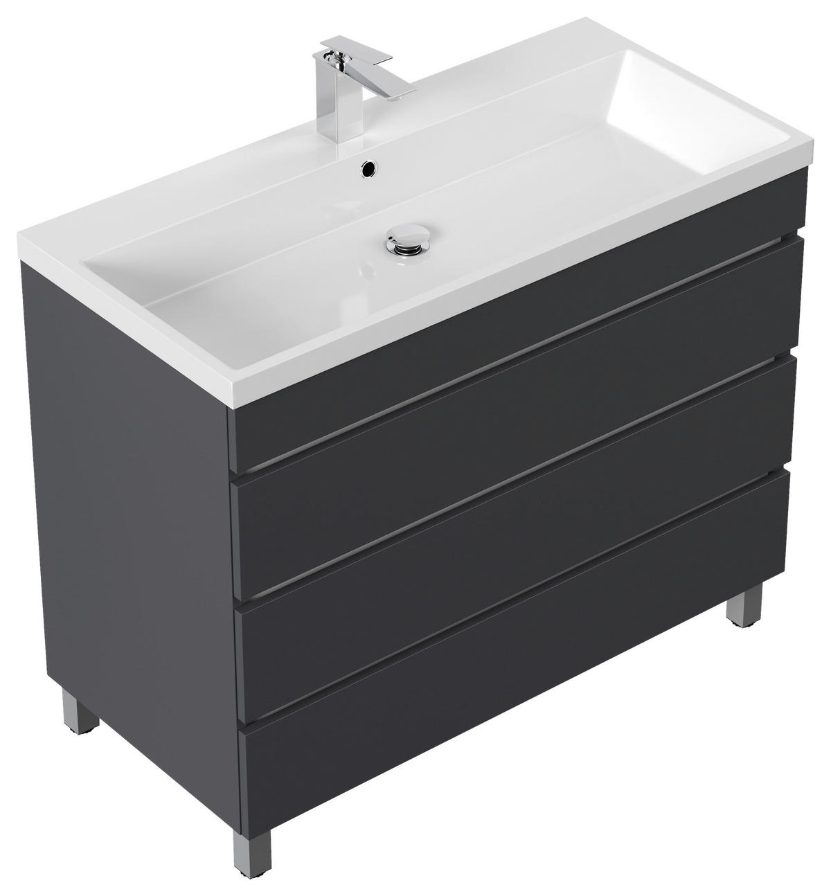 WASCHTISCHKOMBI 100 cm  - Graphitfarben/Weiß, Basics, Holzwerkstoff/Stein (100cm) - MID.YOU