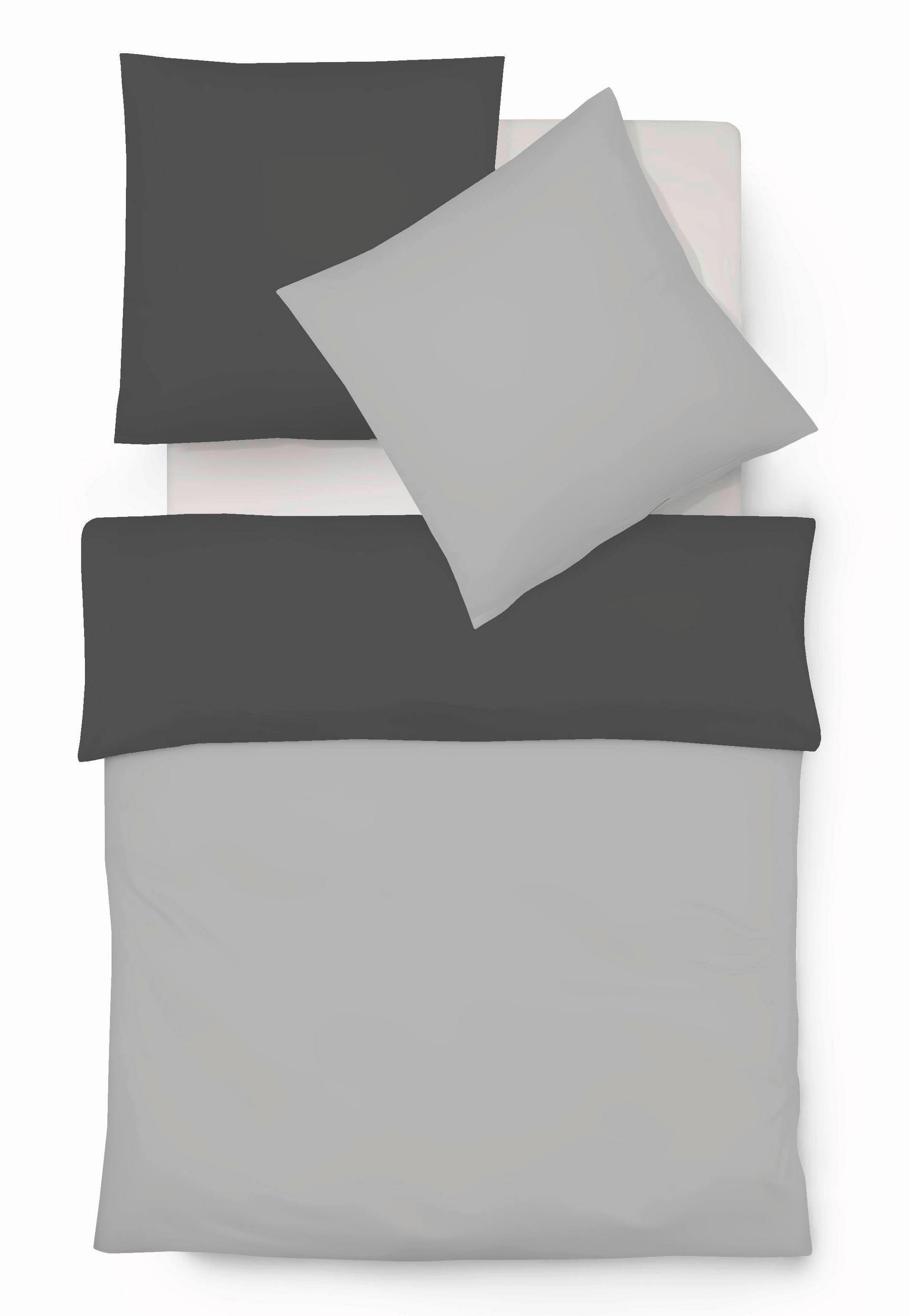 BETTWÄSCHE 155/220 cm Provence Wende Leinenoptik  - Dunkelgrau/Grau, Basics, Textil (155/220cm) - Fleuresse