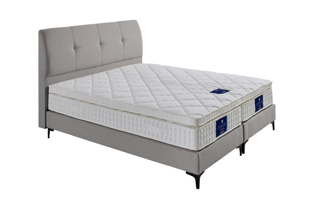 BOXSPRINGBETT 140/200 cm  in Grau  - Schwarz/Naturfarben, MODERN, Holzwerkstoff/Textil (140/200cm) - MID.YOU