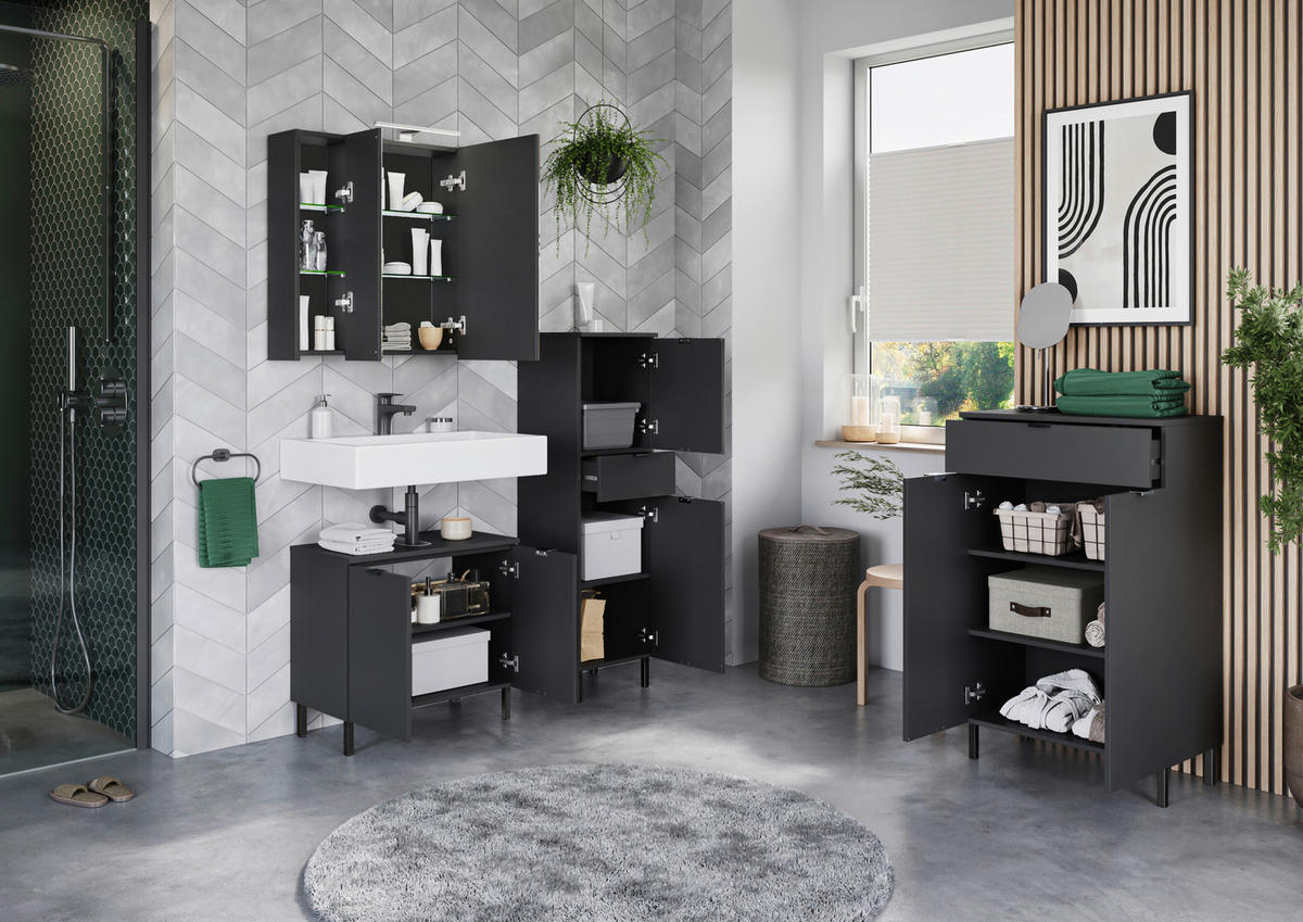 UNTERSCHRANK 60/97/34 cm   - Graphitfarben/Schwarz, MODERN, Holzwerkstoff/Metall (60/97/34cm) - Germania