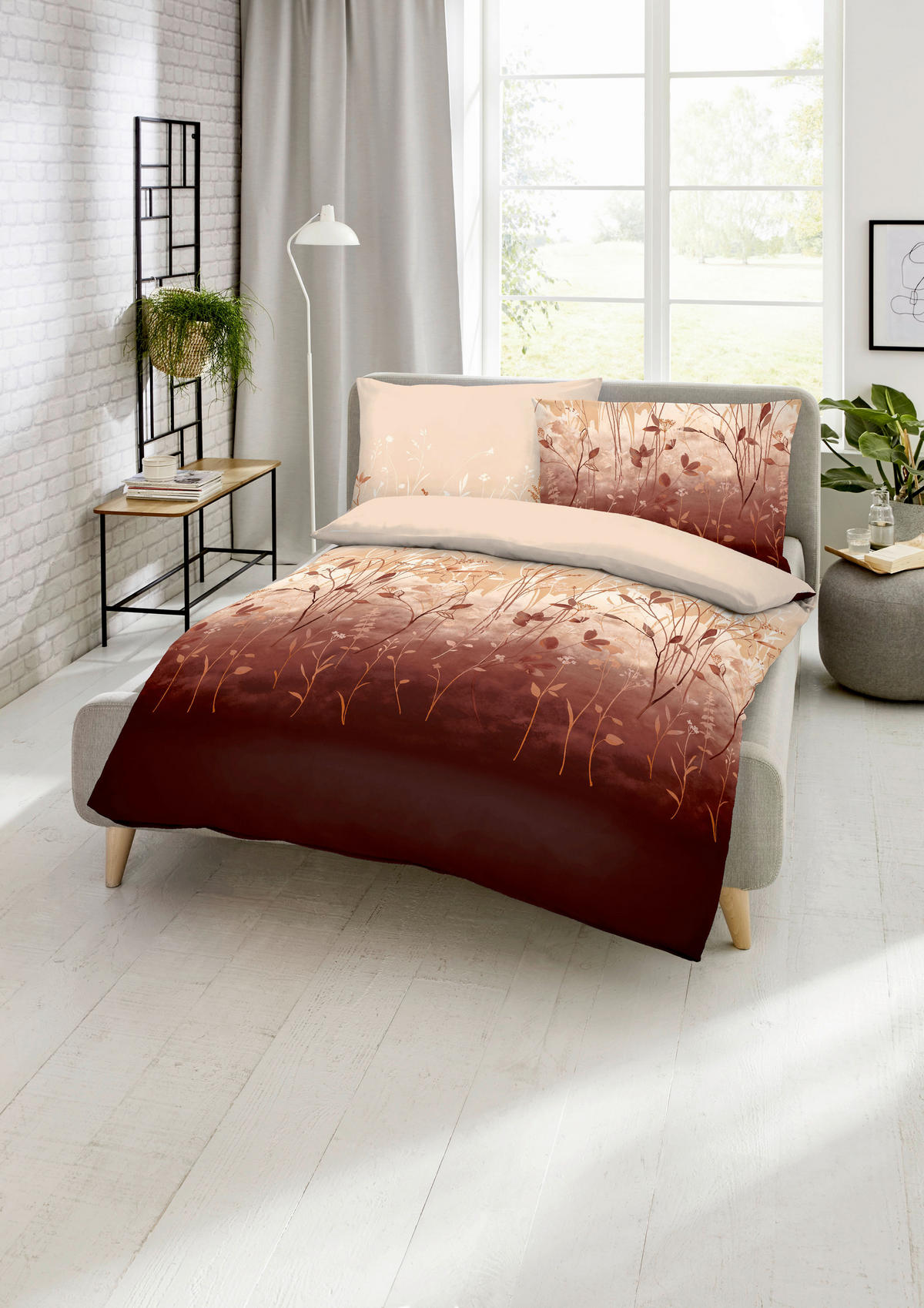 BETTWÄSCHE 2-teilig Herbal Biber 140/200 cm  - Terracotta, Basics, Textil (140/200cm) - Kaeppel