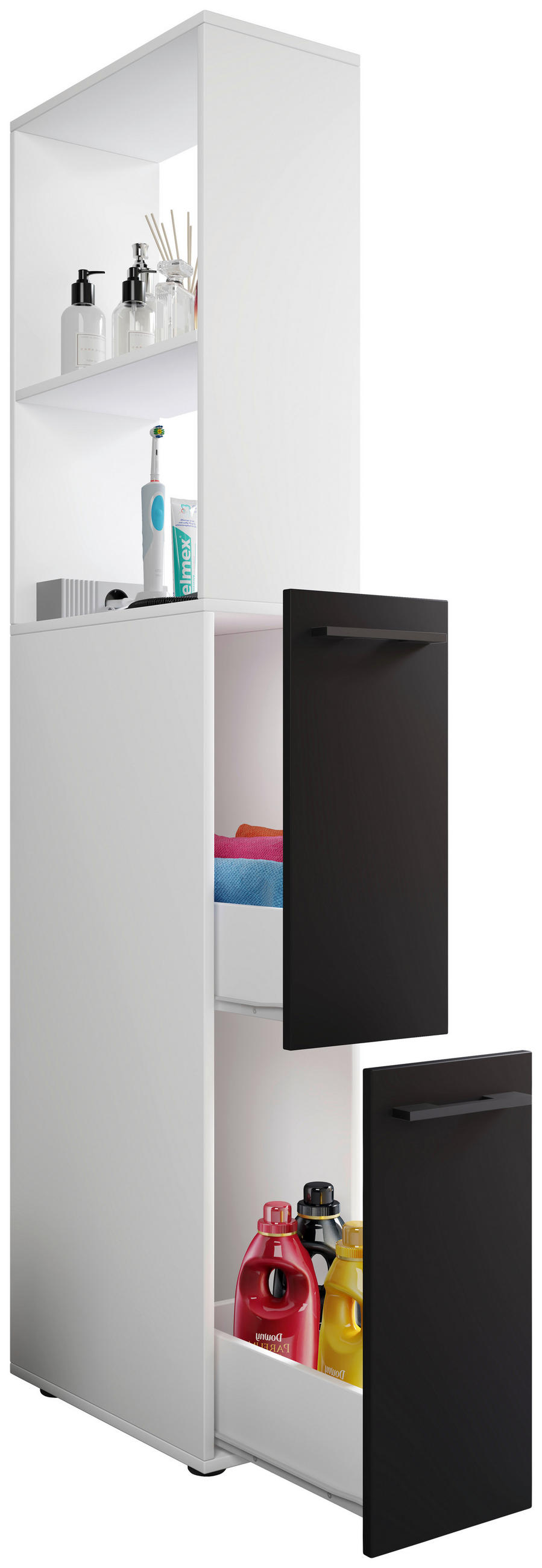 HOCHSCHRANK 25/183/50 cm  - Anthrazit/Weiß, MODERN, Holzwerkstoff/Kunststoff (25/183/50cm) - MID.YOU