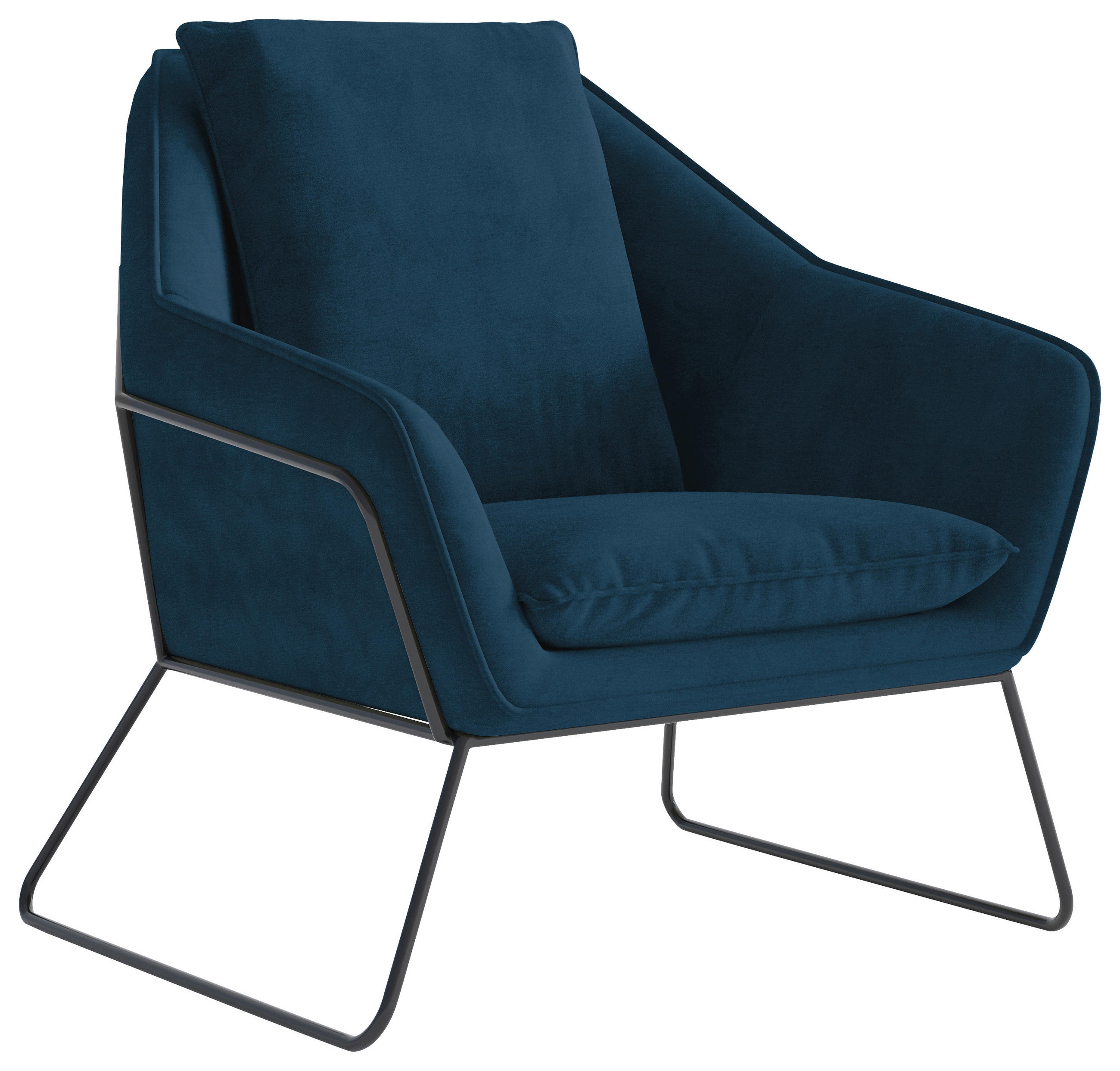 SESSEL Flachgewebe Dunkelblau  - Schwarz/Dunkelblau, Design, Textil/Metall (78/85/85cm) - Livetastic