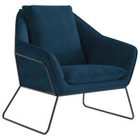 SESSEL Flachgewebe Dunkelblau  - Schwarz/Dunkelblau, Design, Textil/Metall (78/85/85cm) - Livetastic