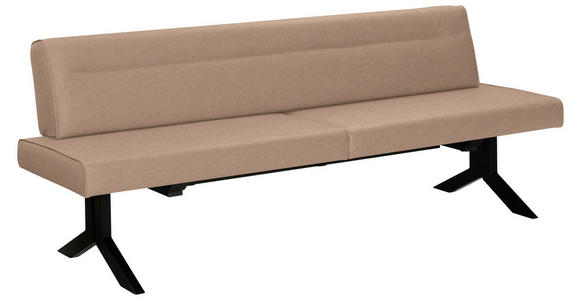 SITZBANK 220/87/70-86 cm Lederlook (vegan) Beige  - Beige/Schwarz, KONVENTIONELL, Textil/Metall (220/87/70-86cm) - Moderano