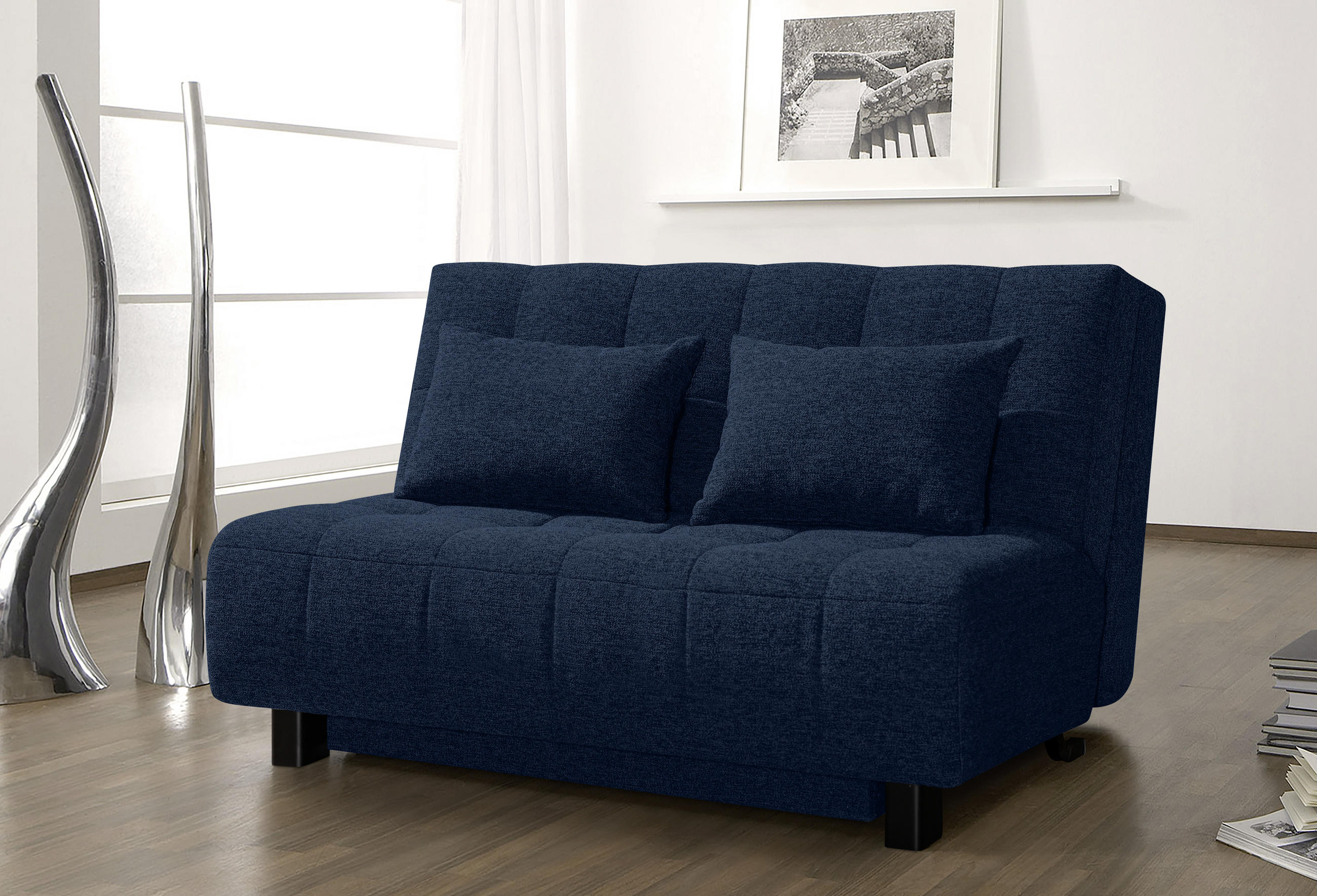 SCHLAFSOFA Dunkelblau  - Schwarz/Dunkelblau, Design, Textil/Metall (145/92/102cm) - Novel