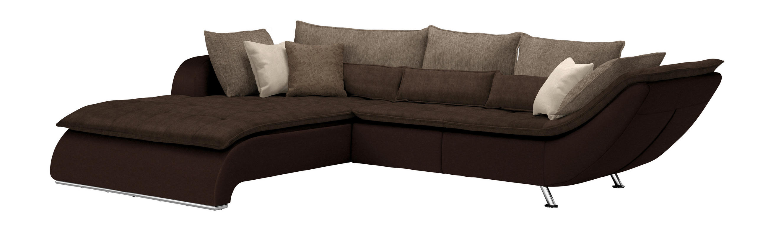SOFFA i textil mörkbrun, ljusbrun  - kromfärg/brun, Design, metall/textil (220/300cm) - Livetastic