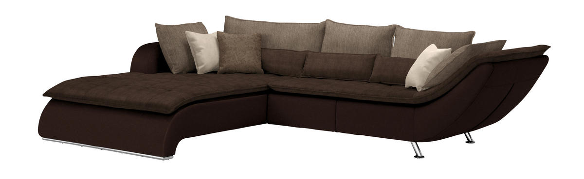 SOFFA i textil mörkbrun, ljusbrun  - kromfärg/brun, Design, metall/textil (220/300cm) - Livetastic