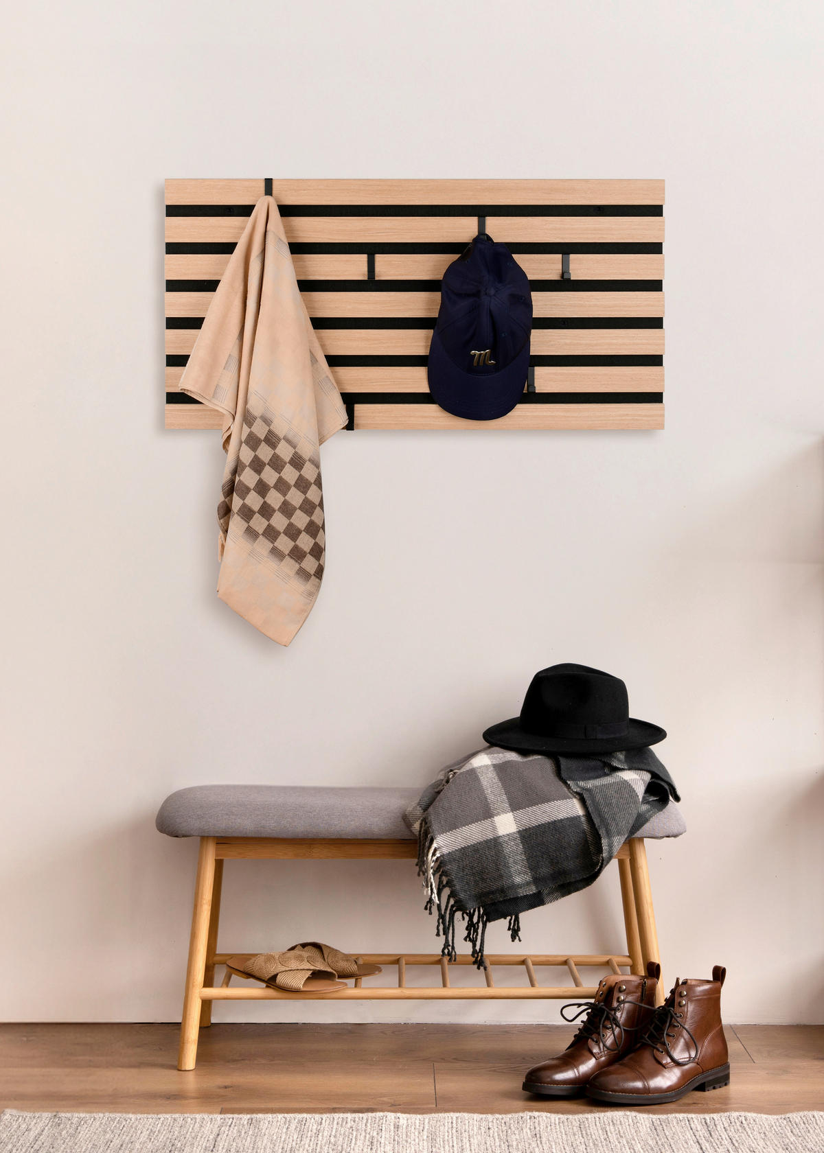 WANDGARDEROBE  in furniert Schwarz, Eiche Artisan  - Schwarz/Eiche Artisan, MODERN, Holzwerkstoff/Textil (80/40/2,1cm) - Milino