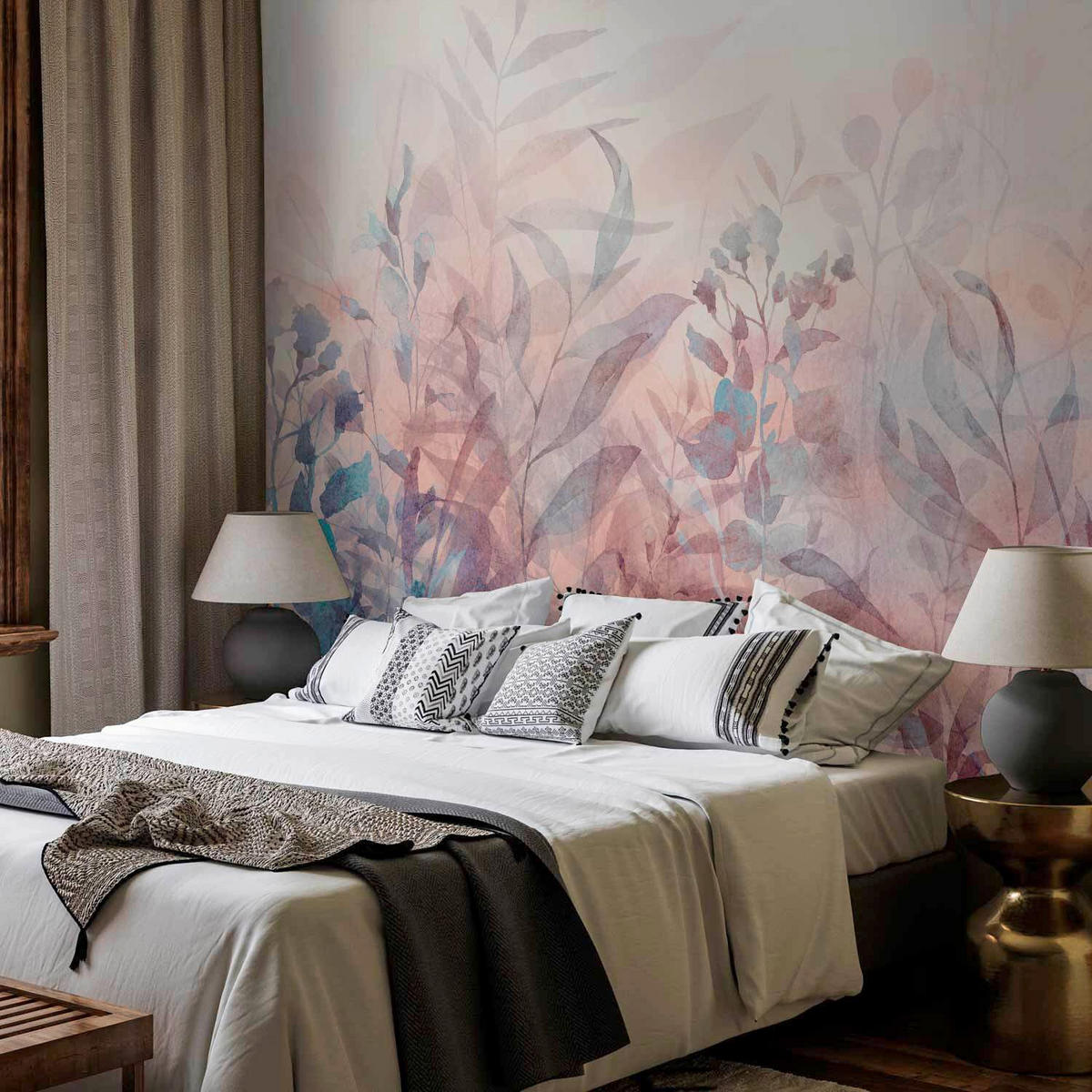 FOTOTAPET 450/315 cm  - korall/pastellblå, Lifestyle, textil (450/315cm) - artgeist