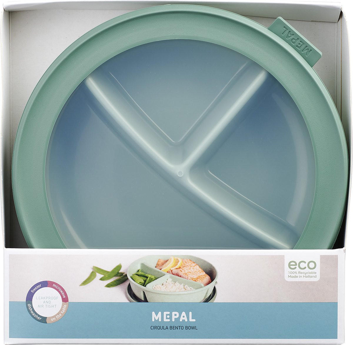 BENTO BOX plast  plast 1.0 l - priehľadné/šalviovozelená, Konventionell, plast (23/23/6cm) - Mepal