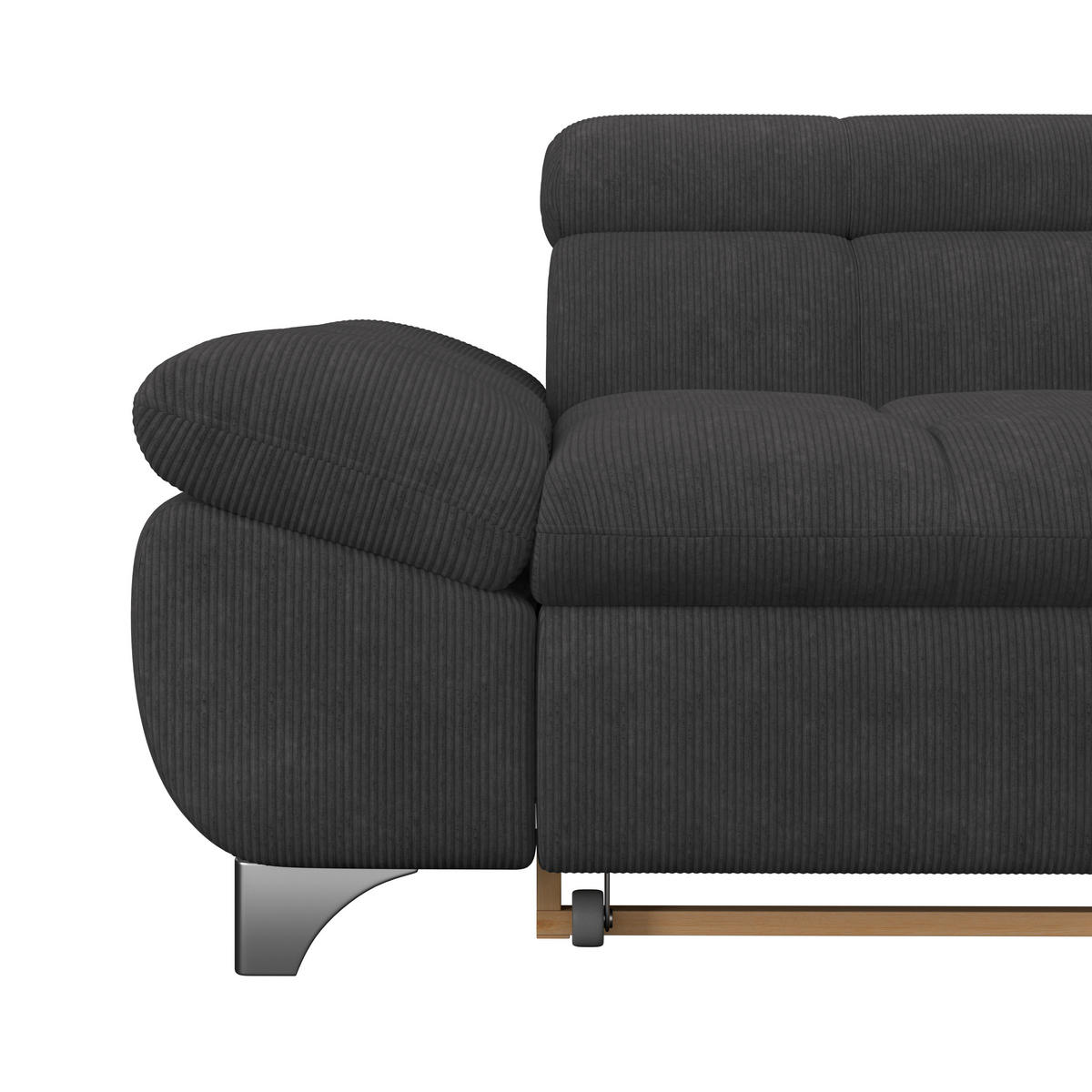 ECKSOFA Schwarz Chenille  - Chromfarben/Schwarz, KONVENTIONELL, Textil/Metall (312/234cm) - Livetastic