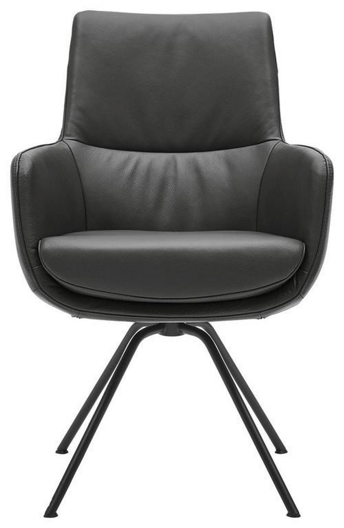 ARMLEHNSTUHL  in Stahl Echtleder pigmentiert  - Schwarz, Design, Leder/Metall (60/90/61cm) - Dieter Knoll