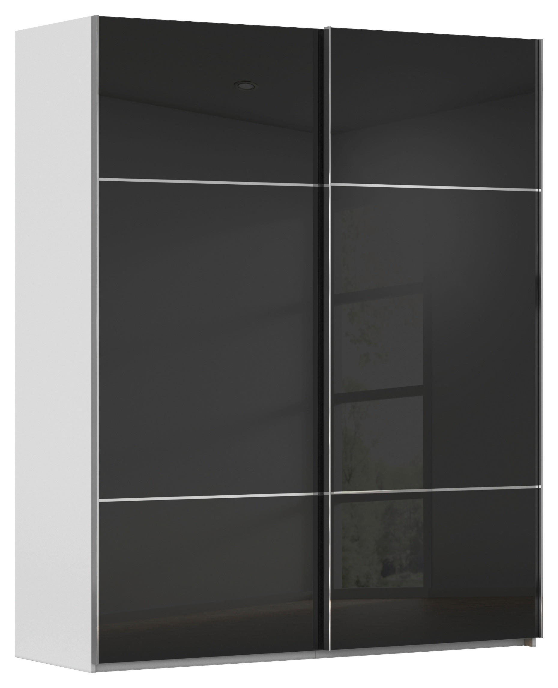 SCHWEBETÜRENSCHRANK 201/223/67 cm 2-türig Grau, Schwarz  - Chromfarben/Schwarz, KONVENTIONELL, Glas/Holzwerkstoff (201/223/67cm) - Novel