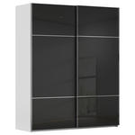 SCHWEBETÜRENSCHRANK  in Grau, Schwarz  - Chromfarben/Schwarz, KONVENTIONELL, Glas/Holzwerkstoff (181/223/67cm) - Novel