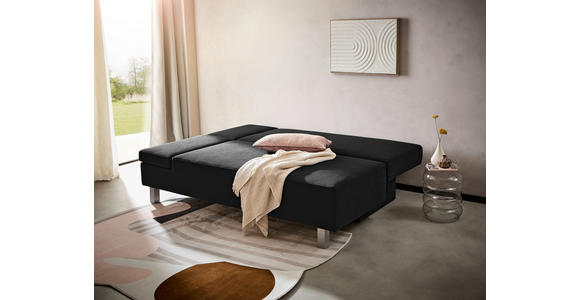 SCHLAFSOFA Flachgewebe Schwarz  - Chromfarben/Schwarz, Design, Holz/Textil (205/77-93/99cm) - Novel