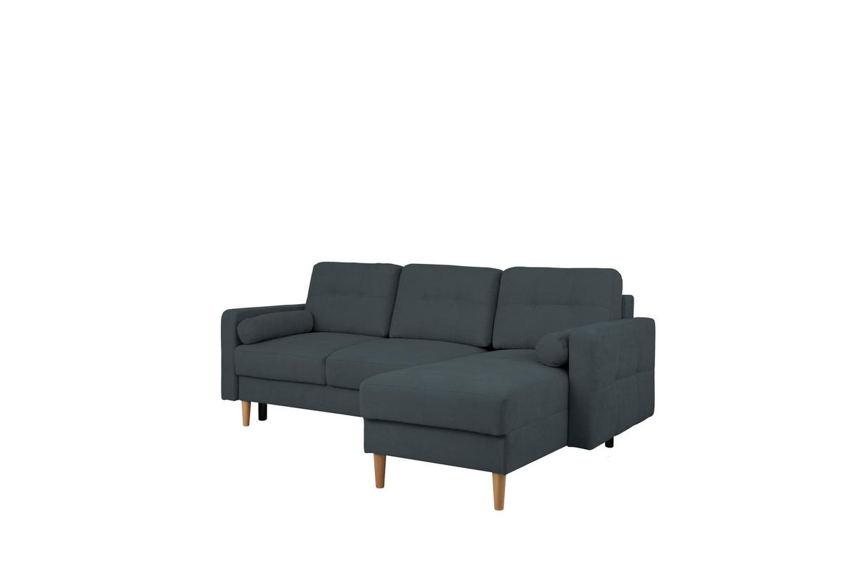 ECKSOFA in Dunkelblau  - Buchefarben/Dunkelblau, Design, Holz/Textil (223/157cm) - MID.YOU
