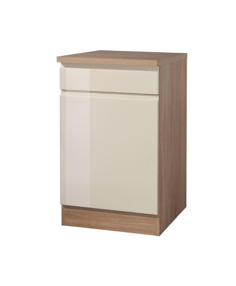 Küchenunterschrank Cardiff 50 cm Creme/Eiche mit Lade