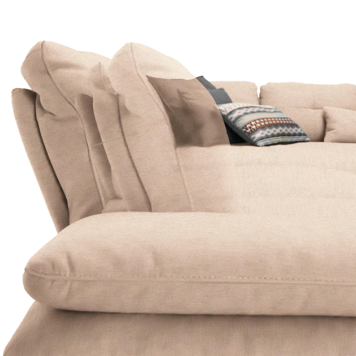 ECKSOFA in Flachgewebe Hellbraun  - Hellbraun/Schwarz, Design, Textil/Metall (344/271cm) - Chilliano