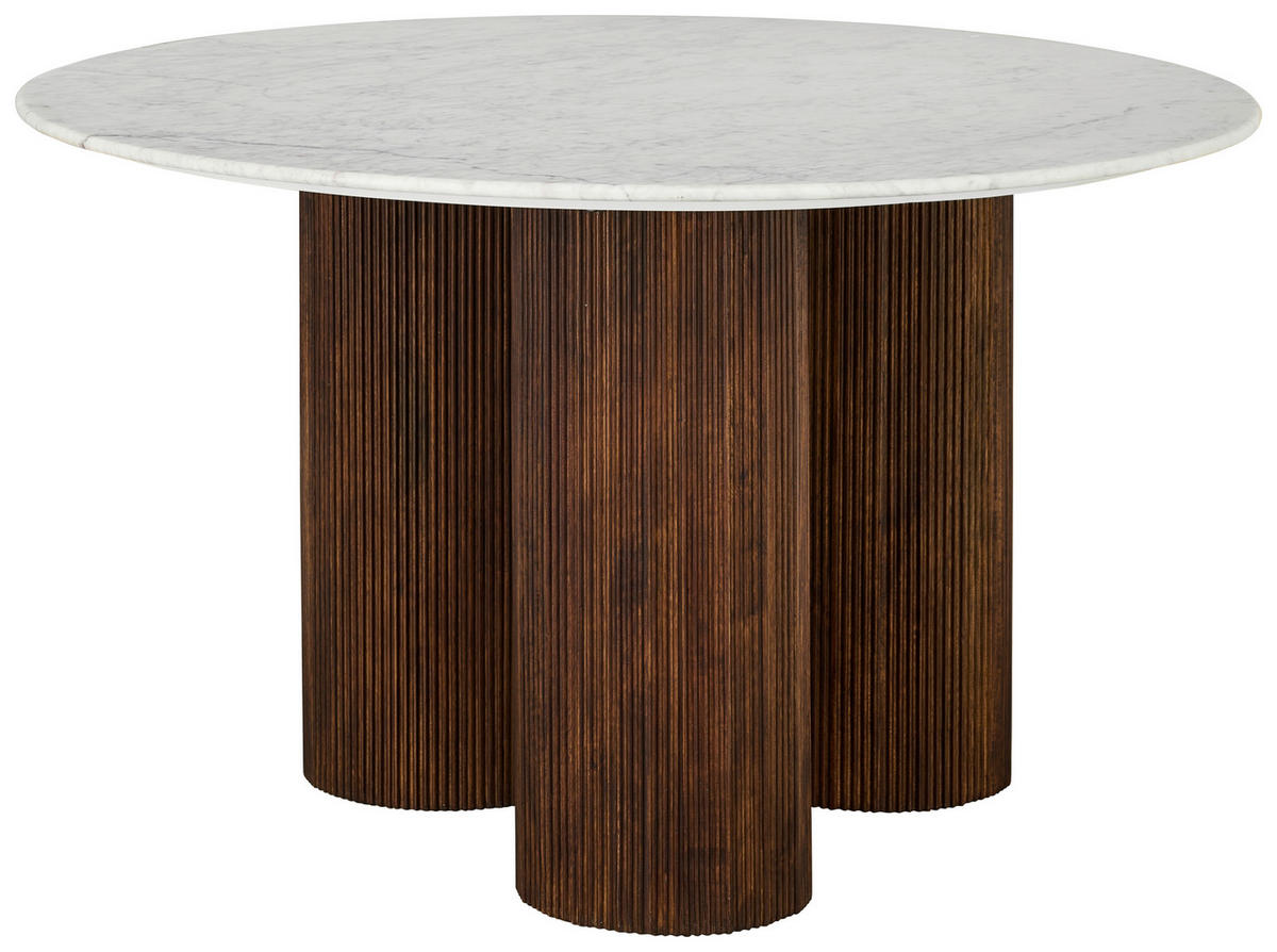 JEDILNA MIZA, v celoti masivno mangov les rjava, naravne barve  - temno rjava/naravne barve, Moderno, kamen/les (130/130/76cm) - MID.YOU