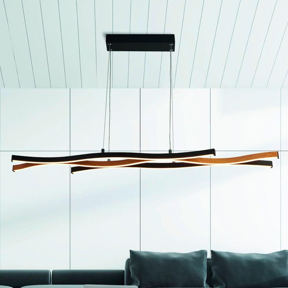 VISEČA LED-SVETILKA  Bloom Swirl /887 lm/3000 K// - črna/naravne barve, Natur, kovina (108/15/150cm)