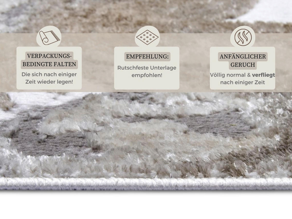 VINTAGE-TEPPICH 57/90 cm Shine Greige, Taupe, Weiß  - Taupe/Greige, Design, Kunststoff (57/90cm) - Hanse Home